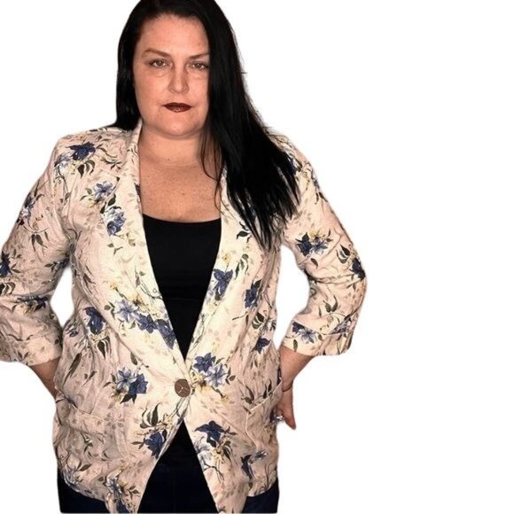 Vintage Haband floral flax blend blazer size small‎ - Picture 1 of 11